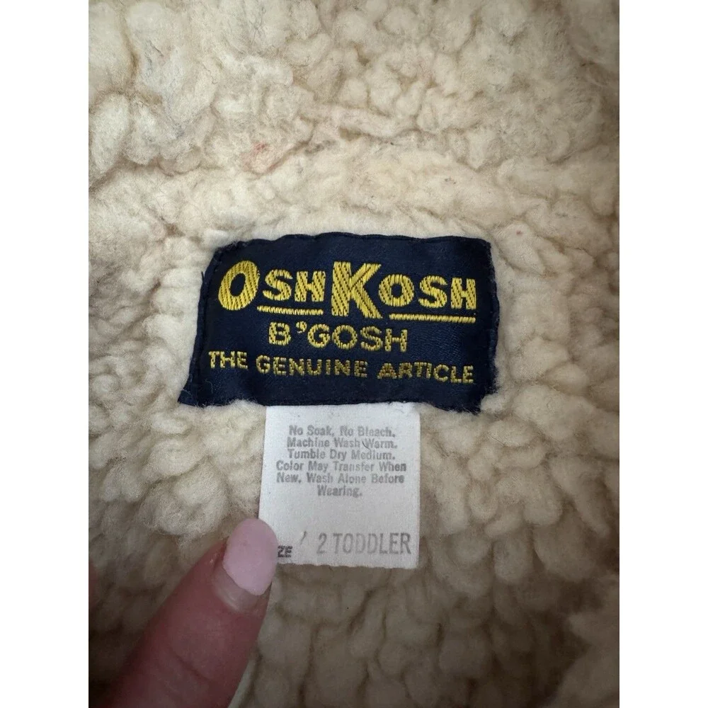 VTG 90s OshKosh BGosh‎ Sherpa Lined Corduroy Jacket Red Hooded Size 2T USA